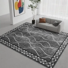 4x6 Area Rugs for Living Room, Machine Washable Bordered Rug for Bedroom, Lux...