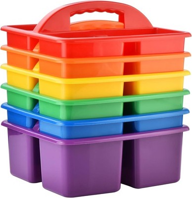 ALINK Plastic Storage Caddy Organizer mit Griff, 6-Pack 3 Fächer, Lehrer