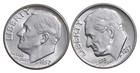 Choice Unc 1957 P+D Roosevelt Dime Gem BU Collection Lot Set *7049