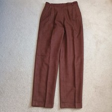 Vintage Liz Claiborne Collection Wool Pants Red Blue Check Size 8 Tapered 28x30