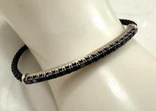 David Yurman Sterling Black Diamond Pave Metro Leather Bracelet $1500 w/Receipt