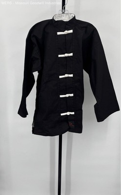 KD Elite Women's Black Kung Fu Jacket Cotton Button Front Size 3/170
