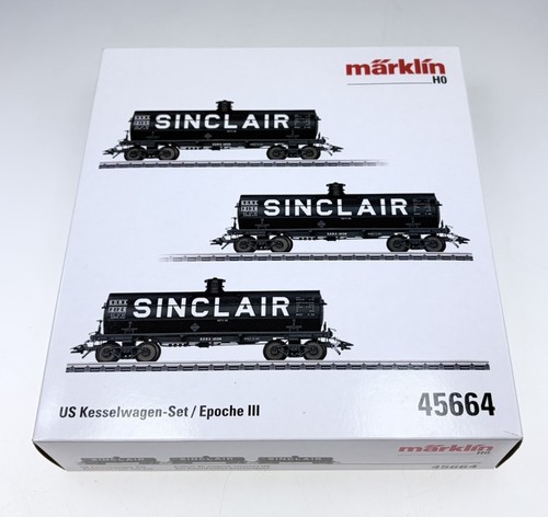 (KY) Märklin H0 45664 US Kesselwagen-Set Sinclair [AC, analog, OVP] | Condition: Gebraucht