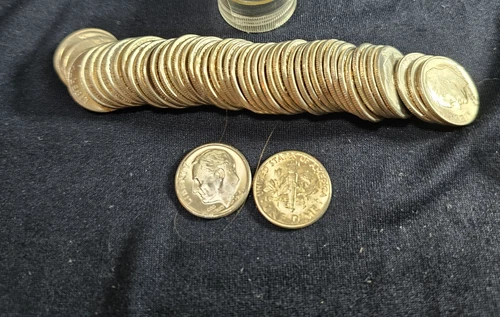 2 rolls- 1960 P  UNCIRCULATED ROOSEVELT SILVER DIMES ROLL OF (50)