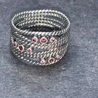 STERLING SILVER 925 Lot Ring W53 Sz9 ALE Pandora Red Garnet 60 Vintage Stacked