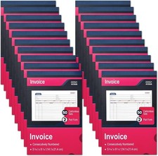 20 Pack Invoice Book, 2-Part Carbonless, 5-9/16" x 8-7/16" Invoice Receipt Bo...