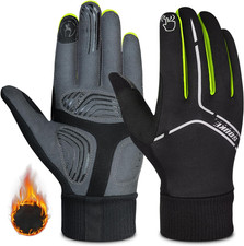Winter Cycling Gloves Men Women, Touch Screen Padded Bike Glove Water Resistant 