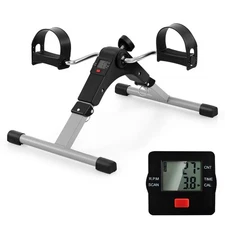 Under Desk Exercise Bike Pedal Exerciser w/ LCD Display for Legs & Arms Workout
