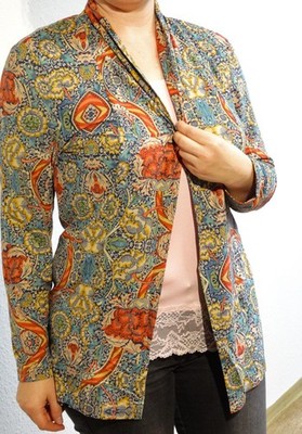 Cardigan blau Gr. XS MONACO blue Damen Cardigan Allover-Druck offene Form 5.6631