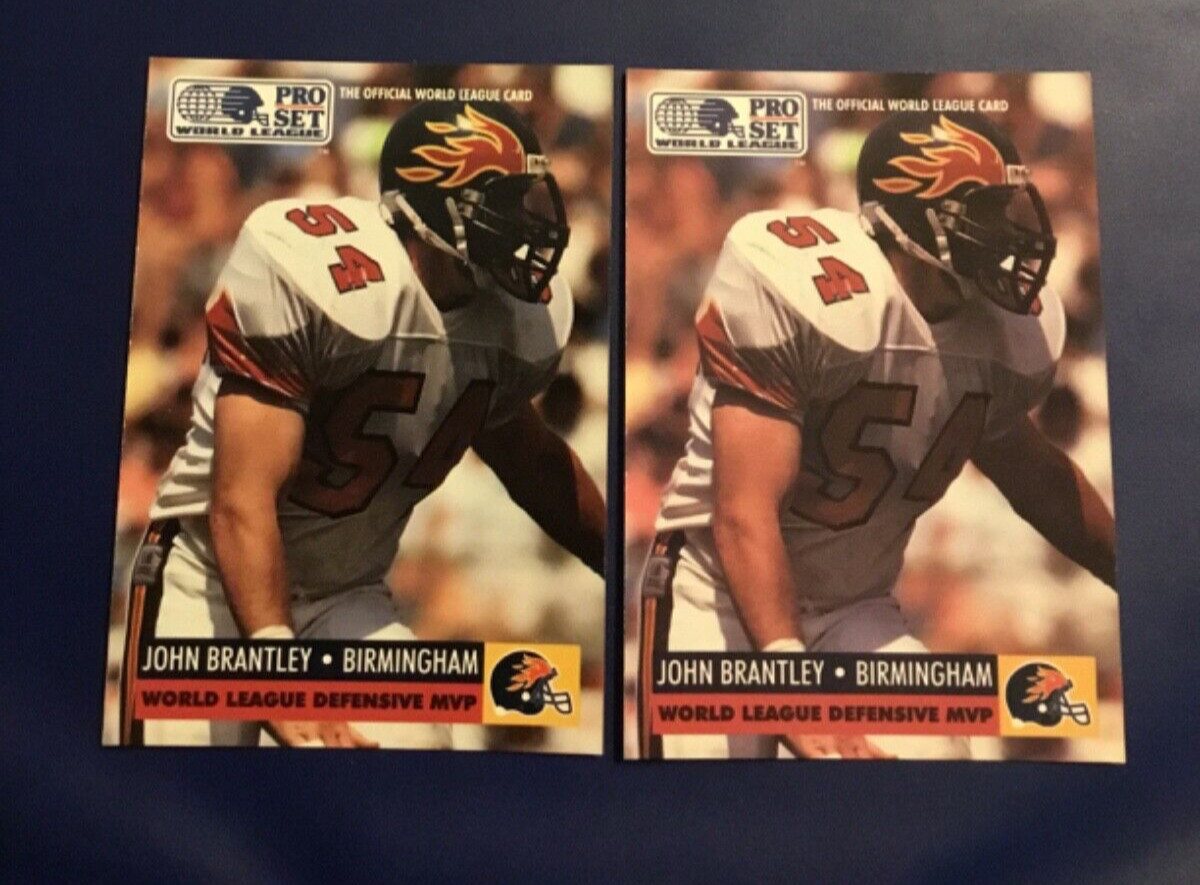 1991 Pro Set # 705 JOHN BRANTLEY Lot 2 World Football League Hot !!