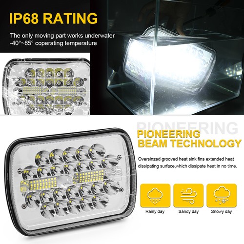 Pair 5x7 7x6" LED Headlights For 86-1997 Nissan Pickup D21 240SX NX Tacoma Truck - Picture 5 of 10