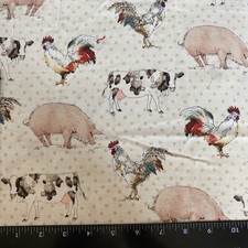 FABRIC Farm - Cow, ROOSTER, Pig For Quilting, Sewing  Crafts