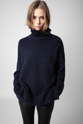 2023 Zadig Voltaire Alma Sweater Jumper Pullover Cashmere Encre