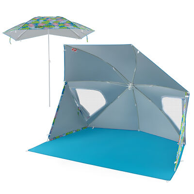 Convertible Beach Tent for 2-4 People w/ Roll-Up Windows Dual Side Flaps