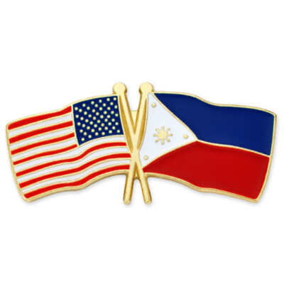 PinMart's USA  and Philippines Crossed Friendship Flag Enamel Lapel Pin