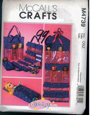 OOP McCalls 4739 Doll Sleeping Bag Tote Organizer Fashion Doll Sewing Pattern