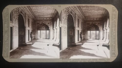 Delhi Stereoview 3D RP C1910 India Rang Mahal Painted Palace Mogul Queen - Picture 1 of 1