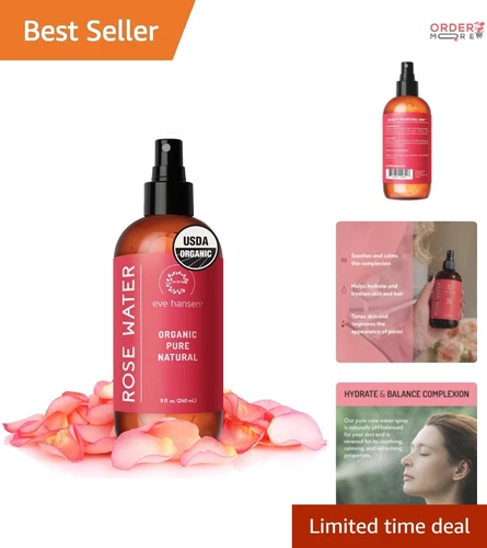8 oz Organic Moroccan Rose Water Spray - Natural Face Toner & Makeup Setter