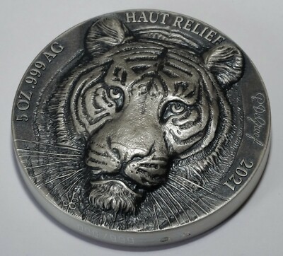 Ivory Coast (2021) Big 5 Asia (Tiger) 5oz silver coin (CFA 5000