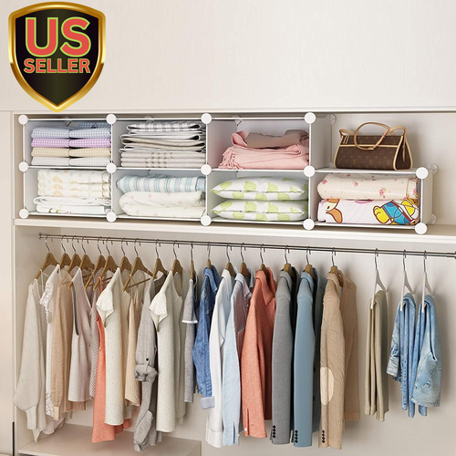 Stackable Closet Organizer 6-Shelf Adjustable Space Saver Closet Storage for ...