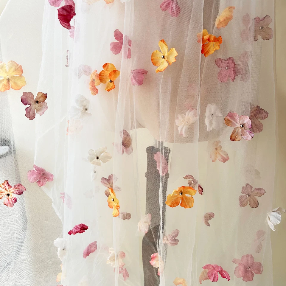 Atemberaubende 3D Blumen Stoff Perlen Blume Spitze für Brautkleider Party Kostüme