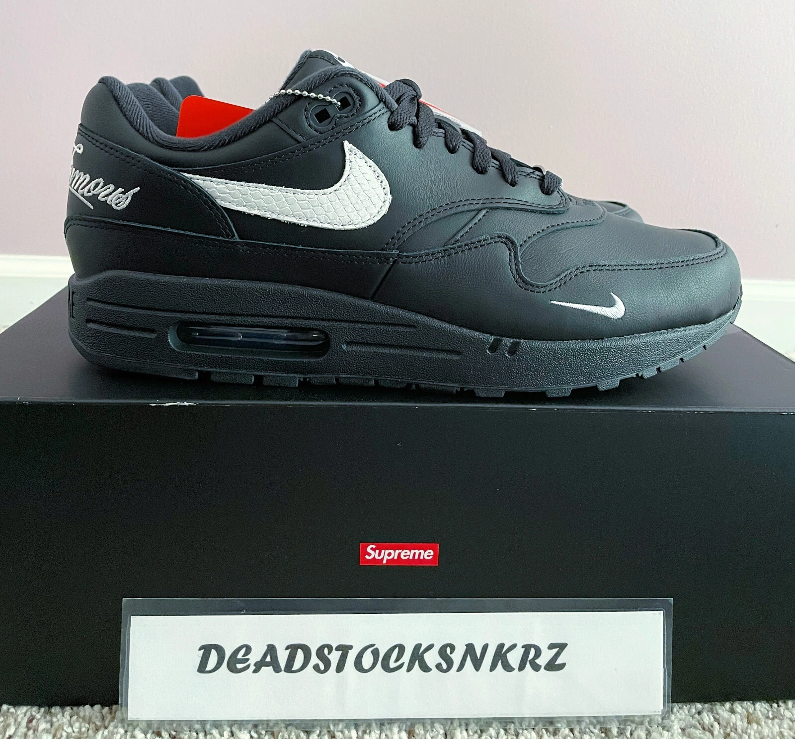 Supreme X Nike Air Max 1 '87 SP noir blanc HF8813 001 homme taille 12