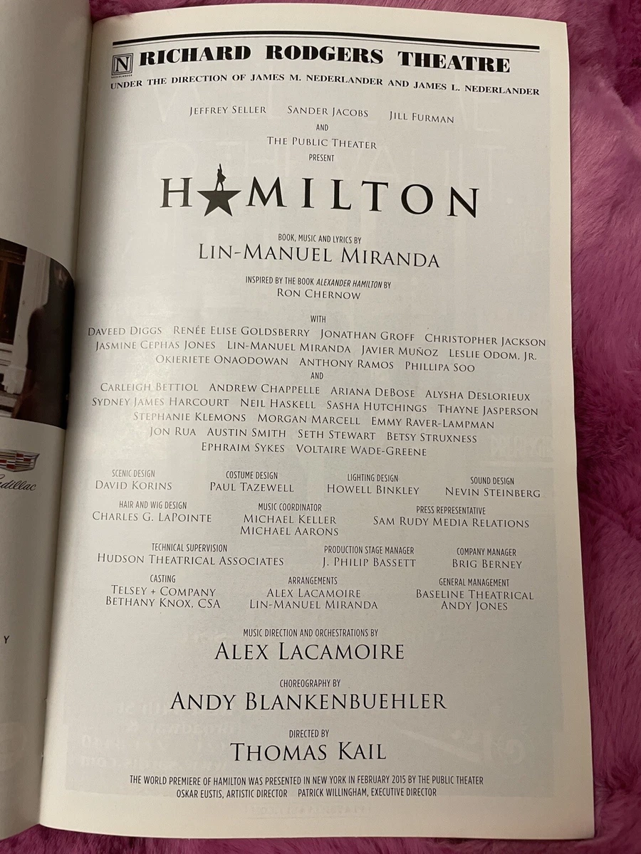 Hamilton original top cast playbill