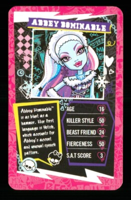1 x Infokarte Monster High Figur Abbey Bominable - R110