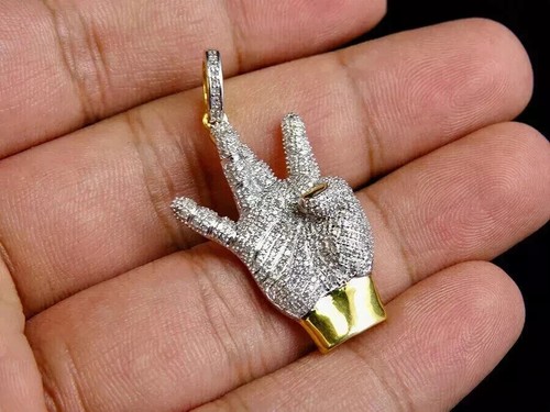 2Ct Round Cut Lab Created Diamond Men's Hip Hop Pendant 14K Yellow Gold Finish - Picture 6 of 6