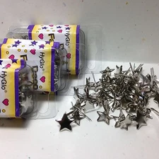 HyGlo Deco Fasterers - Brads - 1/2" Silver Stars" - 200 - NEW