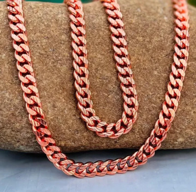 22 inch Pure Copper STRIPED CURB Chain Necklace, Healing Jewelry Spiritual