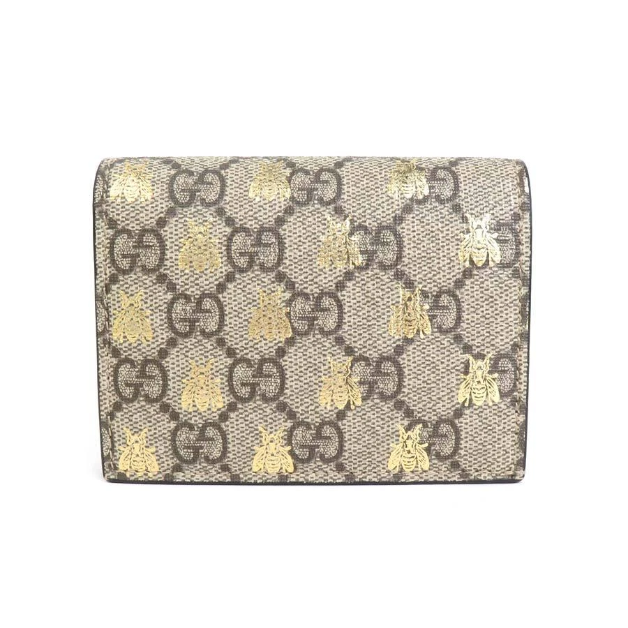 Portefeuille pliant abeille authentique GUCCI GG marron/or PVC   h29988g