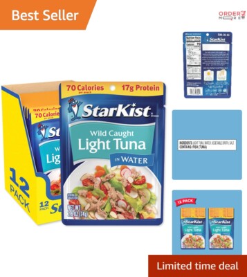 Chunk Light Tuna Pouches 2.6 Oz 12-Pack Protein Snack Wild Caught Easy Meals