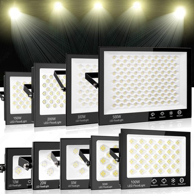 LED Fluter 10W-500W 230V Außen Strahler Scheinwerfer Baustrahler Arbeitsleuchte