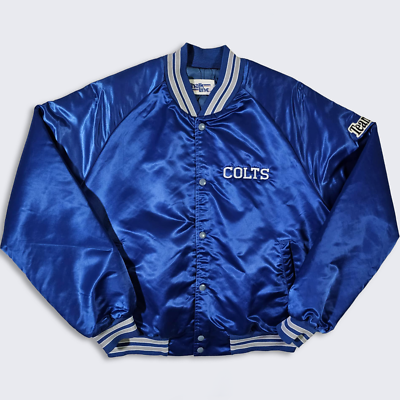Indianapolis Colts Vintage 80s Chalk Line Satin Bomber Jacket Indianapolis Colts Vintage 80s Chalk Line Satin Bomber Jacket