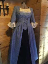 Colonial 18th century outlander Williamsburg cotton ballgown polonaise