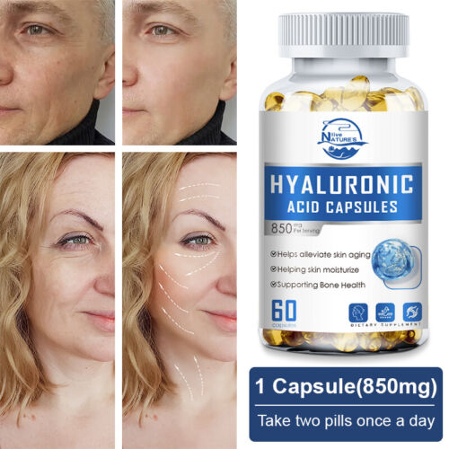 Hyaluronic Acid 120mg + Vitamin C & Collagen - 60 Capsules - FREE SHIPPING - Picture 1 of 11