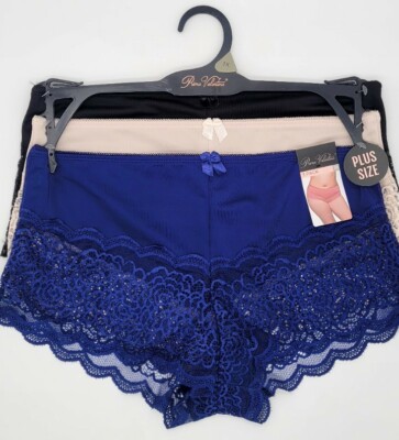 Prima Valentina ~ 3-Pair Women's Underwear Panties Lace Plus Size: 1X, 2X, 3X