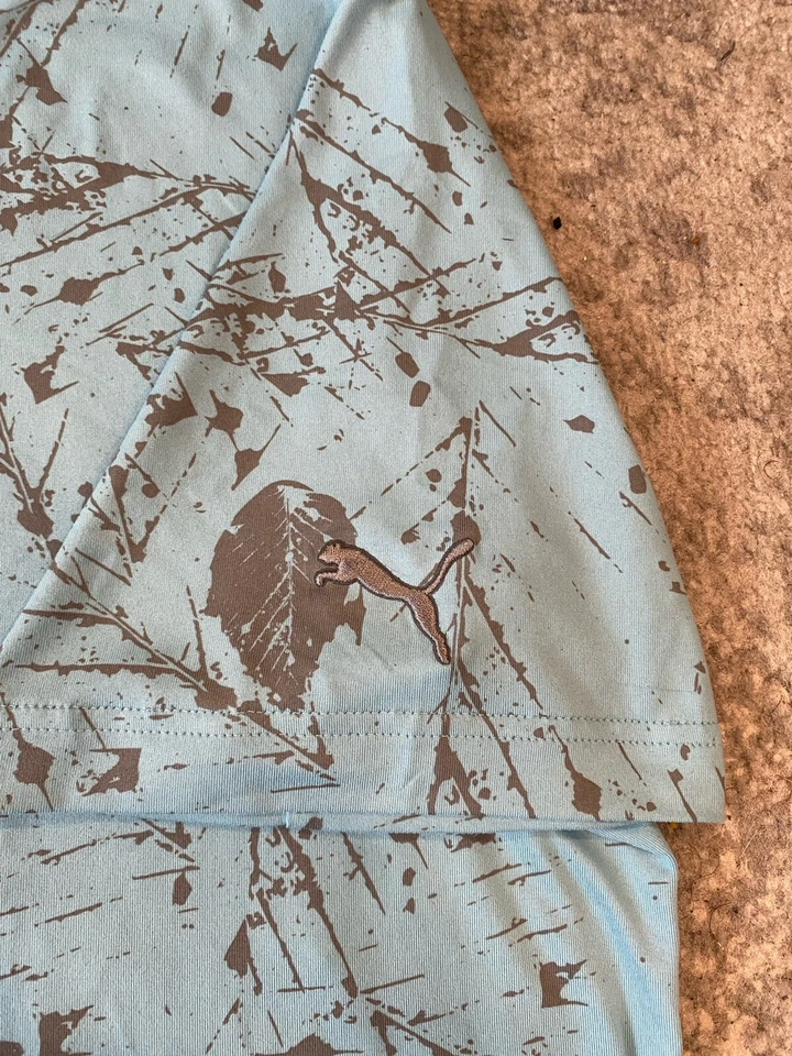 Camisa Polo de Golf Puma Drycell Para Hombre Grande Azul Gris AOP Estampado Floral Rendimiento Foto 4 de 4