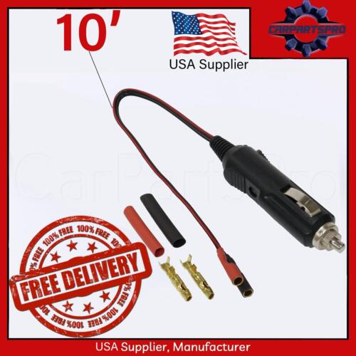 10' Lighter Cigarette Adapter Car Male Plug cord 12V Heavy Duty With leads - Picture 1 of 4