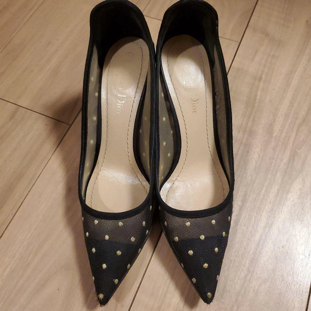 Escarpins Christian Dior talon à pois tulle noir EU36,5/US6,5 47591c