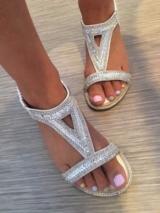 white diamante flip flops