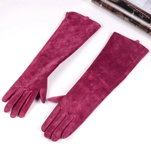 Women's Faux Suede Leather Party Long Evening Gloves Opera/Long Gloves - Image 2 of 4