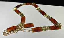 VINTAGE GOLD TONE LINK  TORTOISE SHELL COLOR PLASTIC LIGHT BELT- NEW OLD STOCK