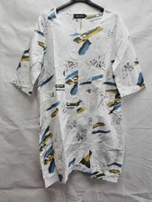 Womens Ladies Bella Blue Branded Gorgeous Linen Cotton Soft Dress Top Size S/m
