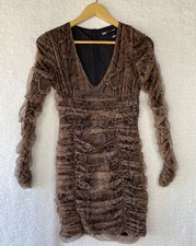 Zara Dress Womens Small Draped Tulle Bodycon Mini Snake Print Ruching Mob Wife