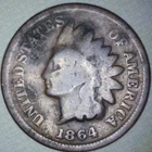 1864-L INDIAN HEAD PENNY Pointed Bust Better Date Bronze Small 1 Cent Coin NO16B