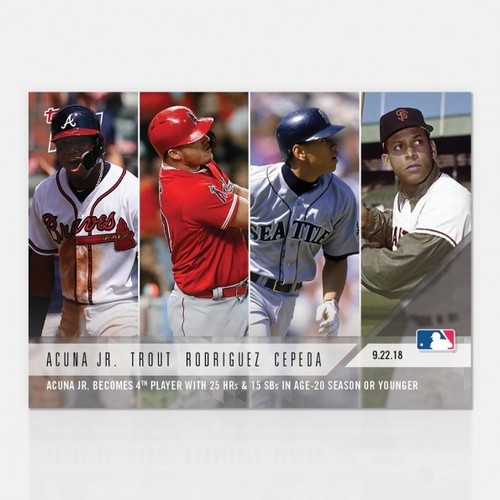 2018 Topps Now 763 Ronald Acuña Jr. / Mike Trout / Alex Rodriguez / Orlando Cepeda