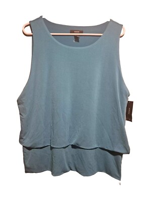 Alfani Shirt Womens Extra Large Blue Teal Layered Colorful Gold Zip Tank Top 