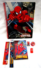 Spiderman Notebook 7pc Stationary Set Note Pad,3 Pencils,Eraser,Sharpers,Clip-V3